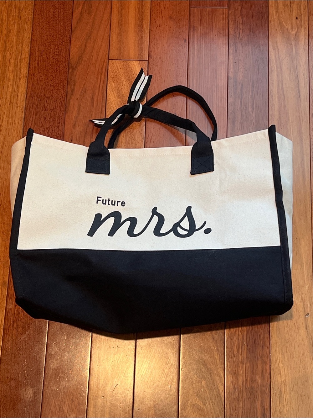Future Mrs. Canvas Tote Bag in Black and Cream